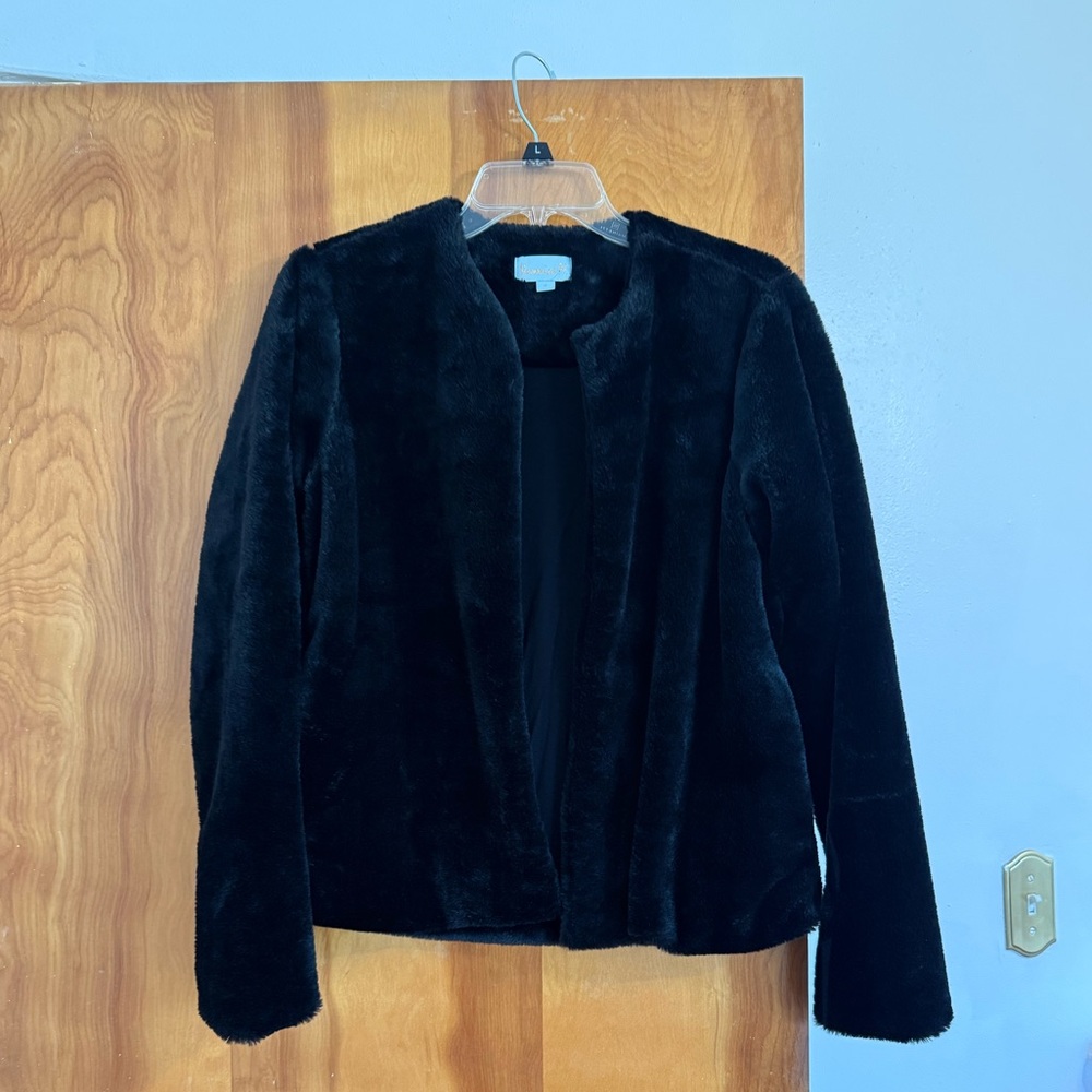 Veronica M Women's Black Faux Fur Jacket